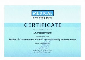Certificate - Review of Contemporary methods of canal shaping and obturation